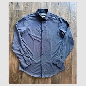 Mizzen + Main Trim Fit Stretch Dress Shirt Size M Blue Gray Button Down Business